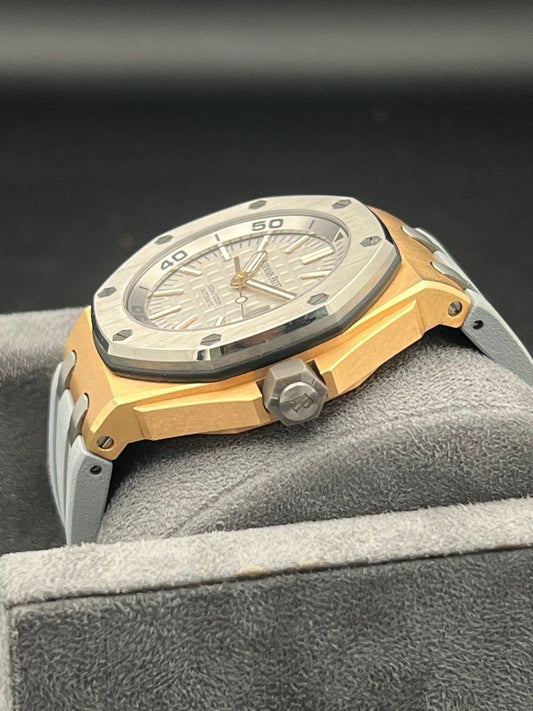 Limited Edt 15711OI Audemars Piguet Royal Oak Offshore Diver Rose Gold Titanium Bezel Grey Dial