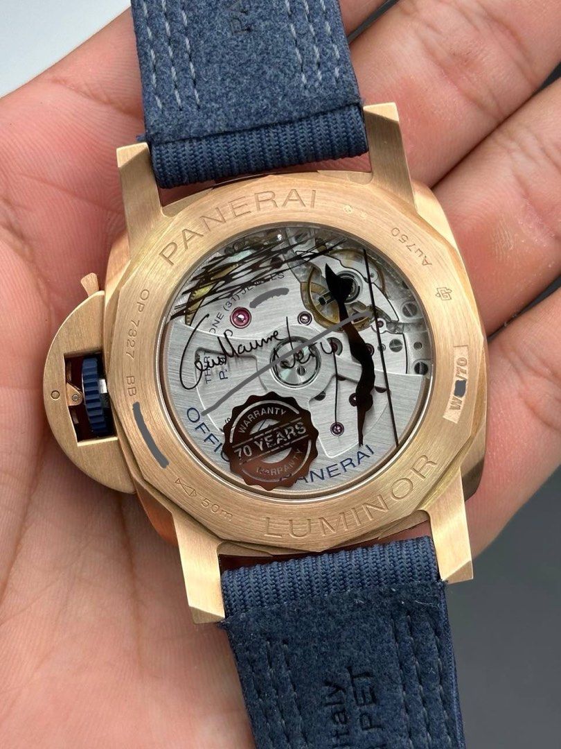 PAM01121 44mm Panerai Luminor 1950 Goldtech Sole Blu Guillequme Nery Rose Gold