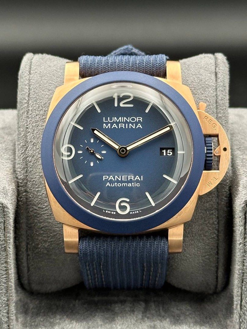 PAM01121 44mm Panerai Luminor 1950 Goldtech Sole Blu Guillequme Nery Rose Gold