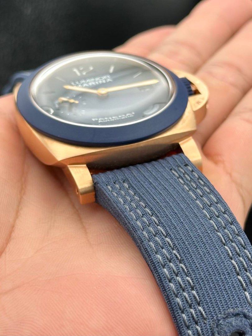 PAM01121 44mm Panerai Luminor 1950 Goldtech Sole Blu Guillequme Nery Rose Gold