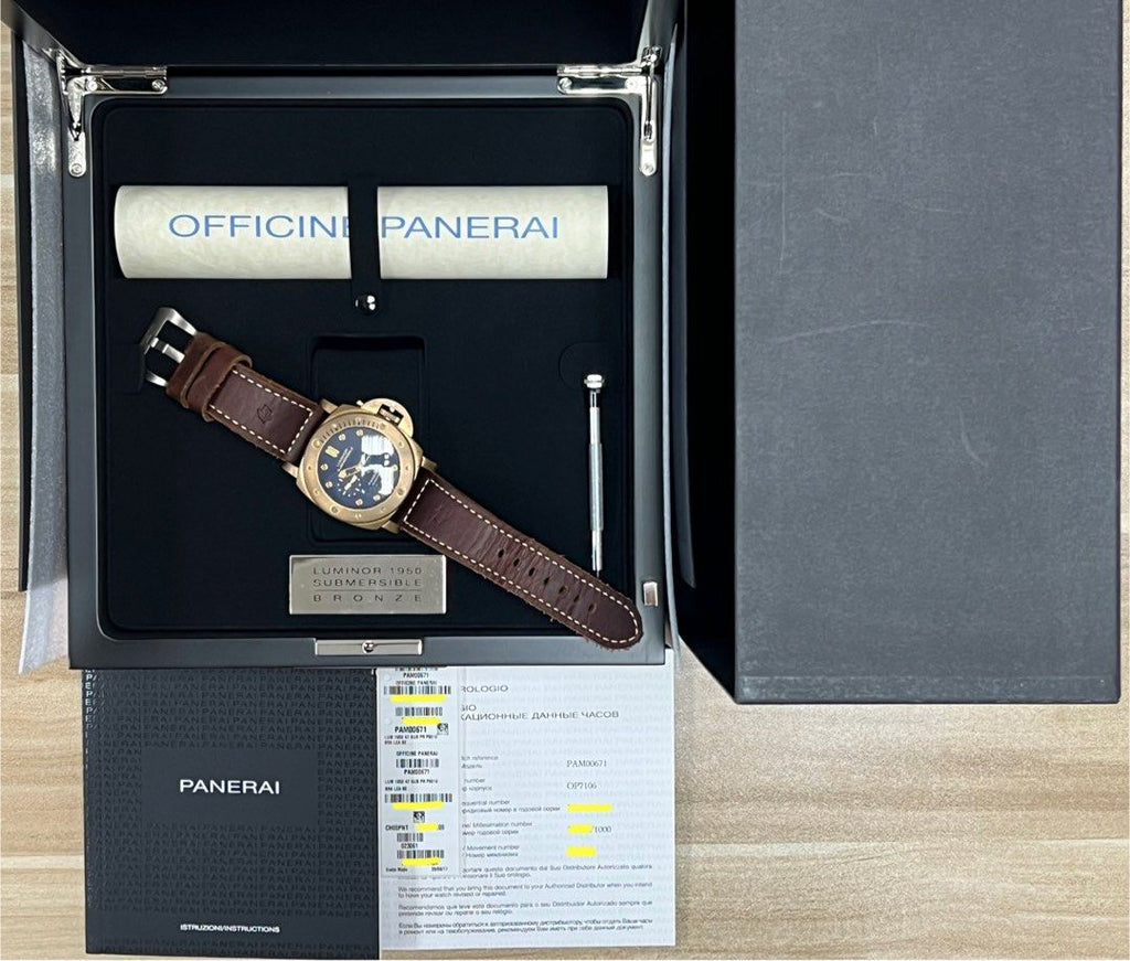 PAM00671 Panerai Luminor Submersible 1950 Automatic Bronzo blue Full Set Mint Like New Limited Edition 1000 pieces