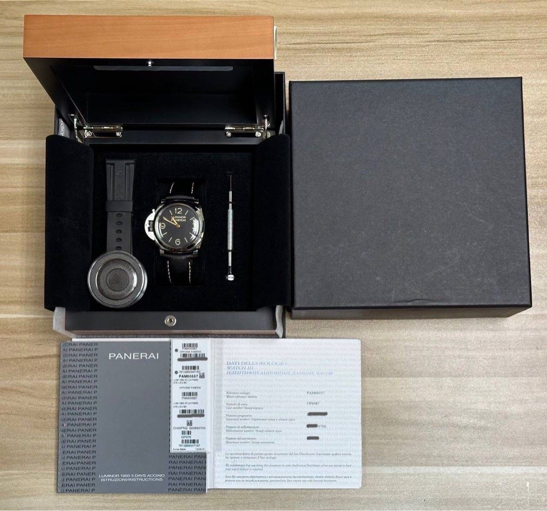 PAM00557 Destro Lefty 1950 Luminor 3 Days Manual Winding Full Set Acrylic Plexiglass Crystal