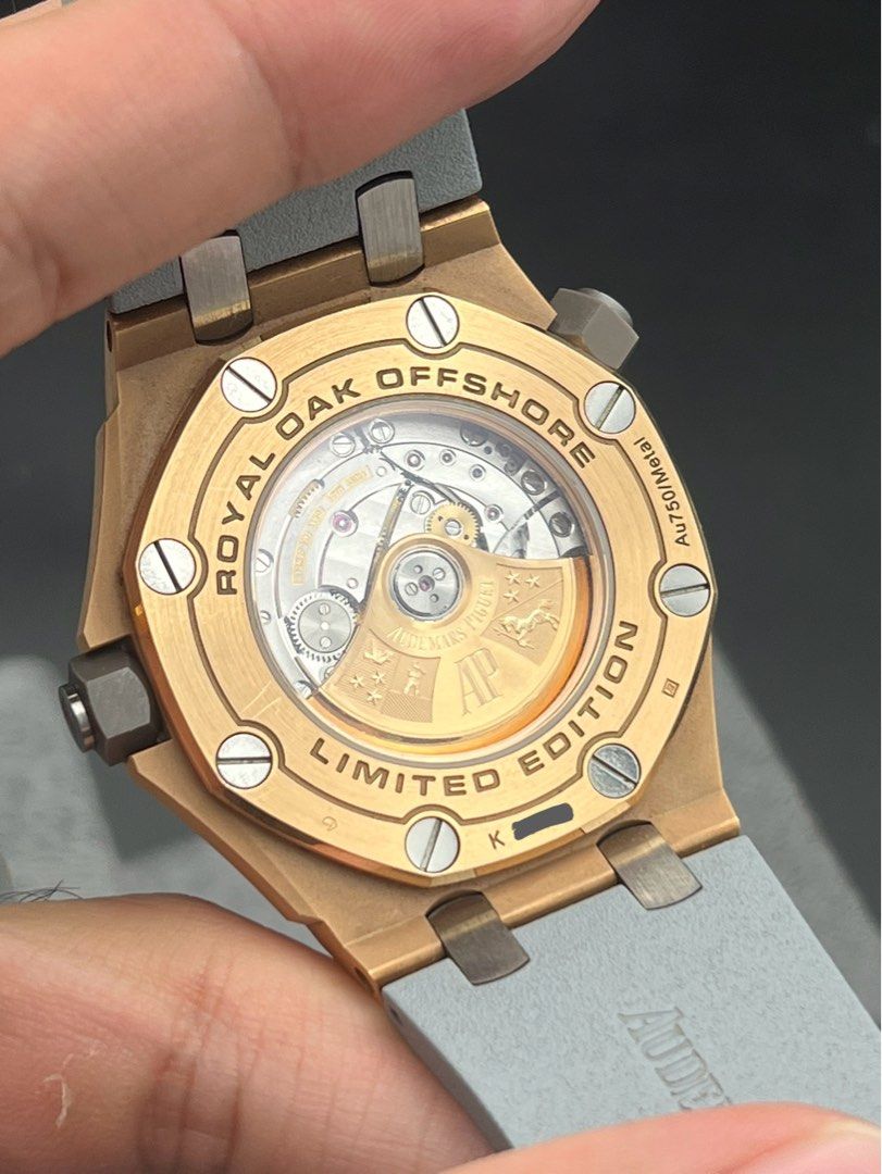 Edt 15711OI Audemars Piguet Royal Oak Offshore Diver Rose Gold Titanium Bezel Grey Dial