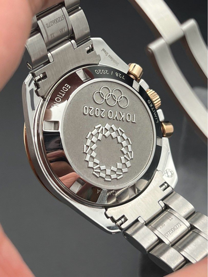 Tokyo Olympics 2020 Omega Speedmaster Professional 42mm Half Gold Two Toned Sedna Rose Gold Manual Wind Rhodium Dial Green Bezel Full Set Like New Old Stock