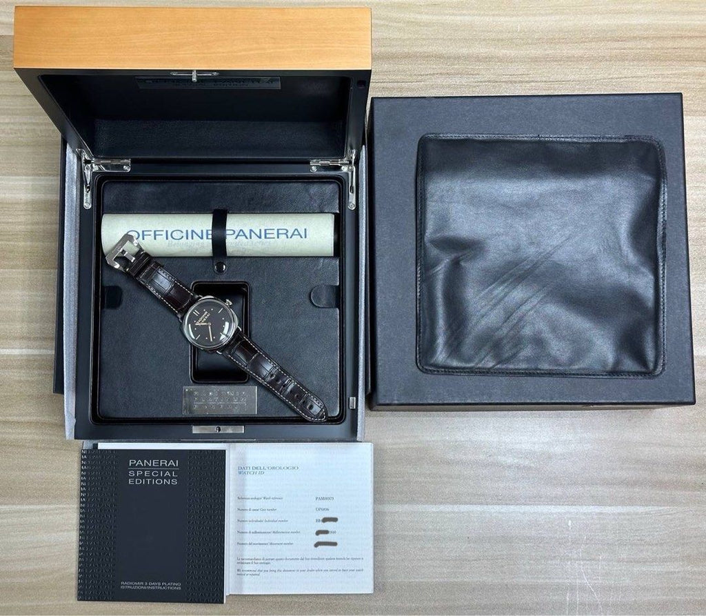 Panerai PAM00373 Radiomir Platino 47mm Brown Tobacco Dial 3 Days Limited Edition FULL SET Like New Pam 373