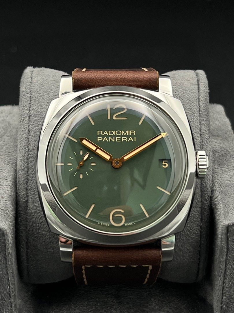 47mm PAM00736 Panerai Titanium Radiomir Green dial 1940 Cushion Case Sandwich dial Boutique exclusive special edition Full Set