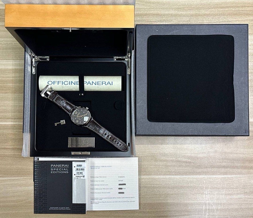 PAM00391 47mm Panerai Radiomir GMT Tobacco Brown Dial 7/300 Limited Boutique Edition Full set Like New