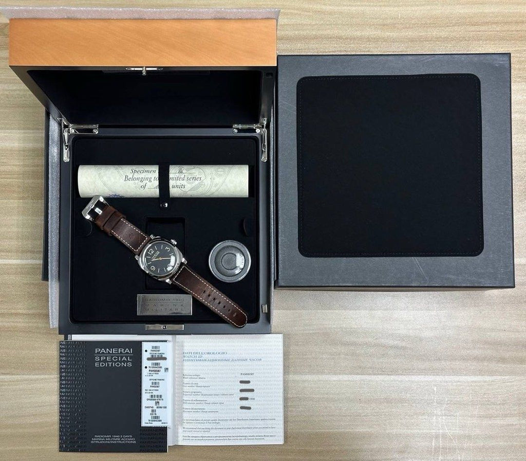 PAM00587 Panerai Radiomir Marina Militare Acciaio 1940 3 Days Manual Wind Limited Edition Full Set
