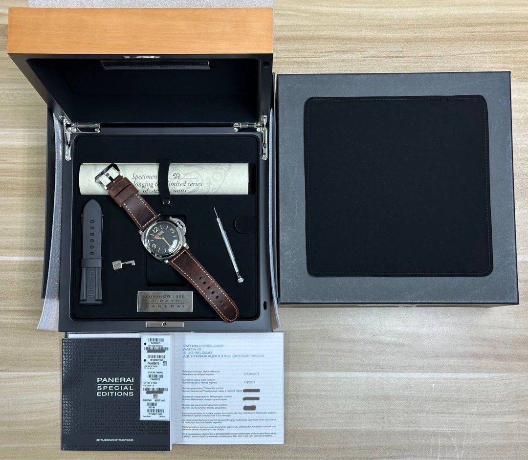 PAM00673 Marina Militare 3 Days Manual Wind 1950 Luminor Limited Edition 1000 pieces Full Set