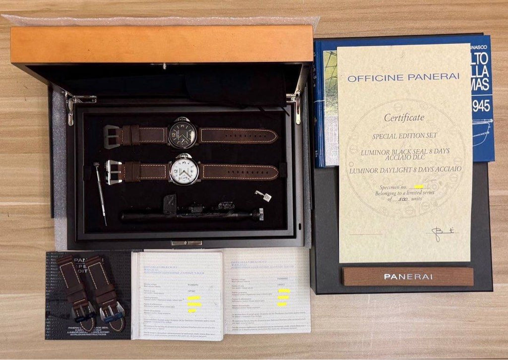 Panerai PAM00785 Luminor 8 Days Set of PAM00594 & PAM00602 FULL SET Mint Condition PAM785 PAM594 PAM602