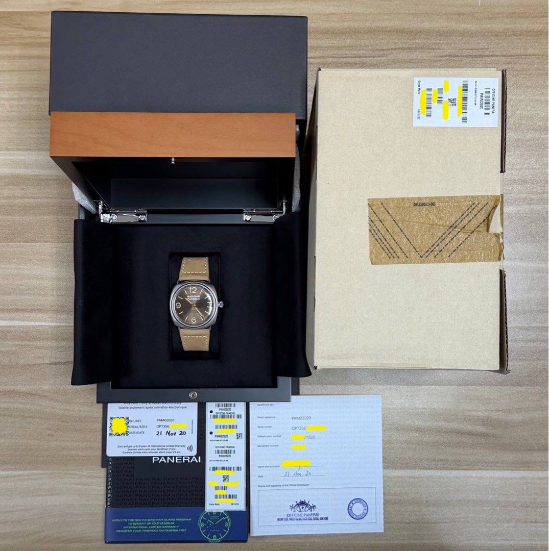 Panerai PAM02020 Radiomir Venti ‘Paneristi’ 3-Days 45mm Limited Edition 2020 FULL SET Like New PAM2020