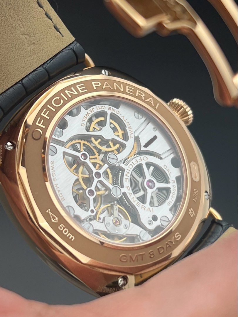 45mm PAM00538 Radiomir Rose Gold 8 Days GMT Oro Rosso Manual Wind Full Set