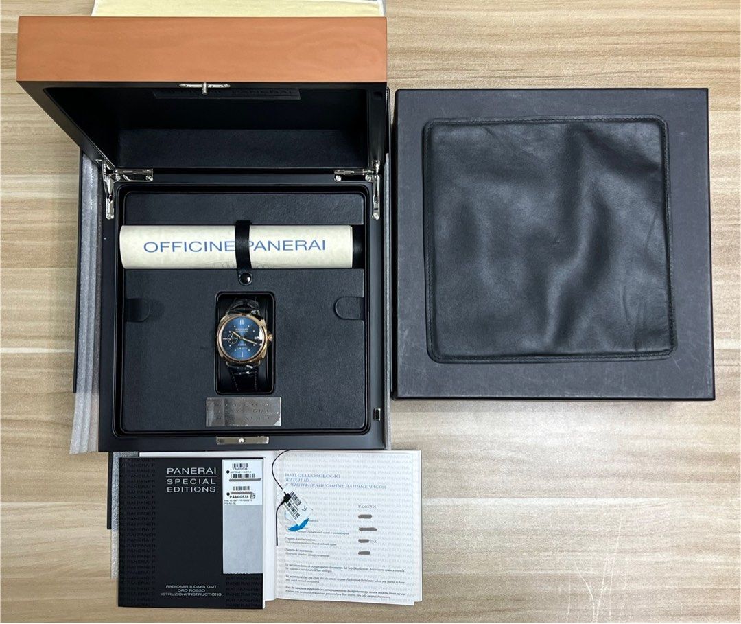 45mm PAM00538 Radiomir Rose Gold 8 Days GMT Oro Rosso Manual Wind Full Set