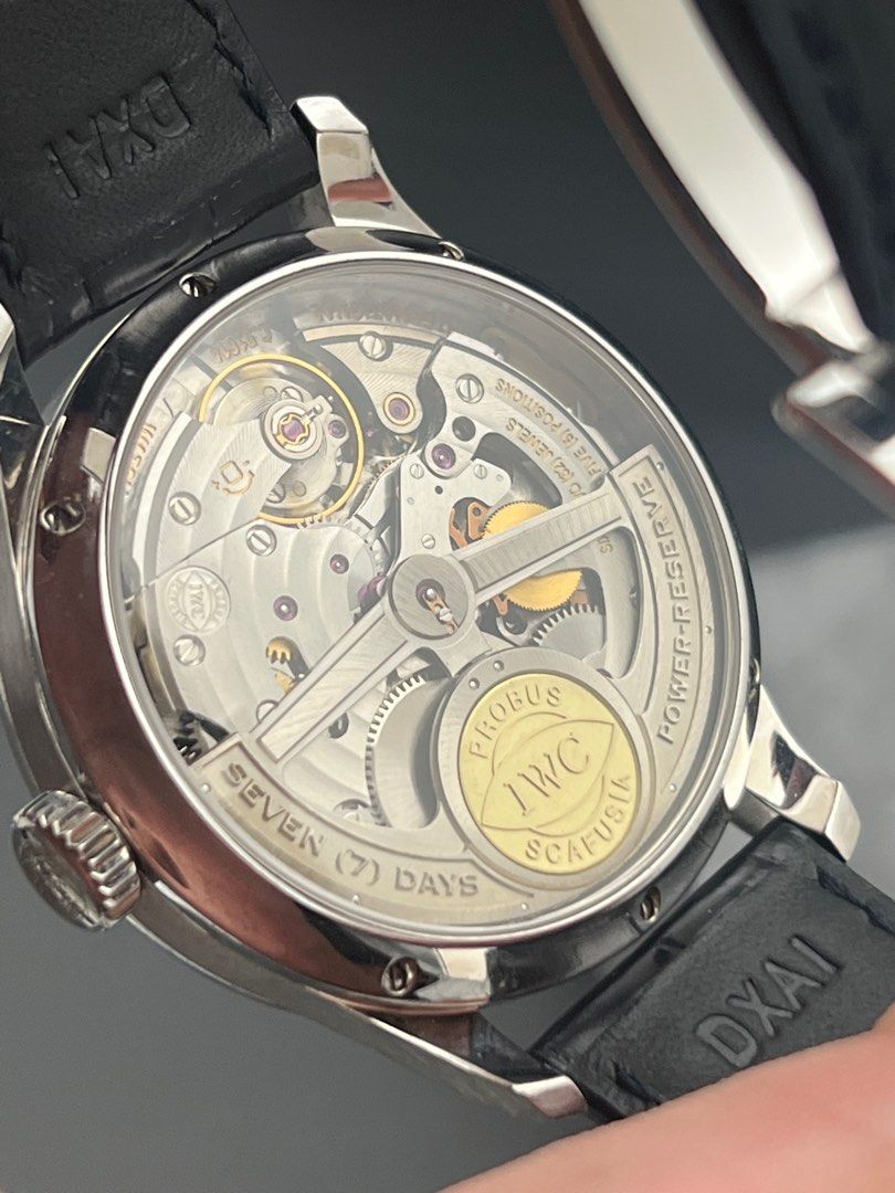 White Gold IW502121 IWC Flat Blue Dial Portugieser Portuguese Perpetual Calendar Hemisphere Moonphase