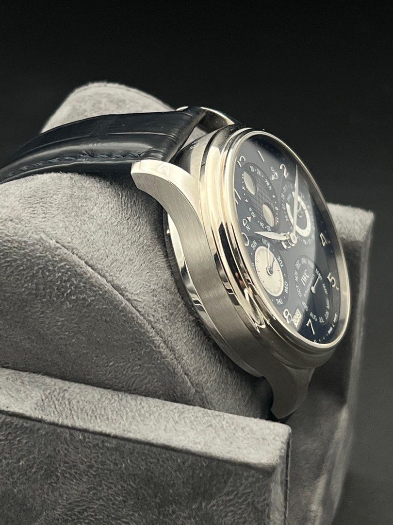 White Gold IW502121 IWC Flat Blue Dial Portugieser Portuguese Perpetual Calendar Hemisphere Moonphase