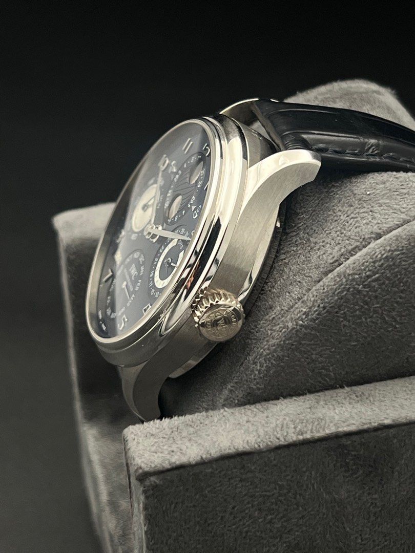 White Gold IW502121 IWC Flat Blue Dial Portugieser Portuguese Perpetual Calendar Hemisphere Moonphase