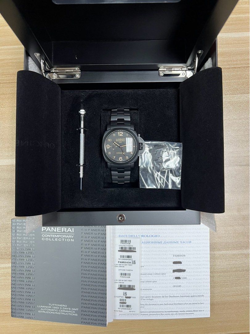 PAM00438 44mm Luminor Full Black Ceramic Bracelet 1950 Tuttonero GMT Automatic