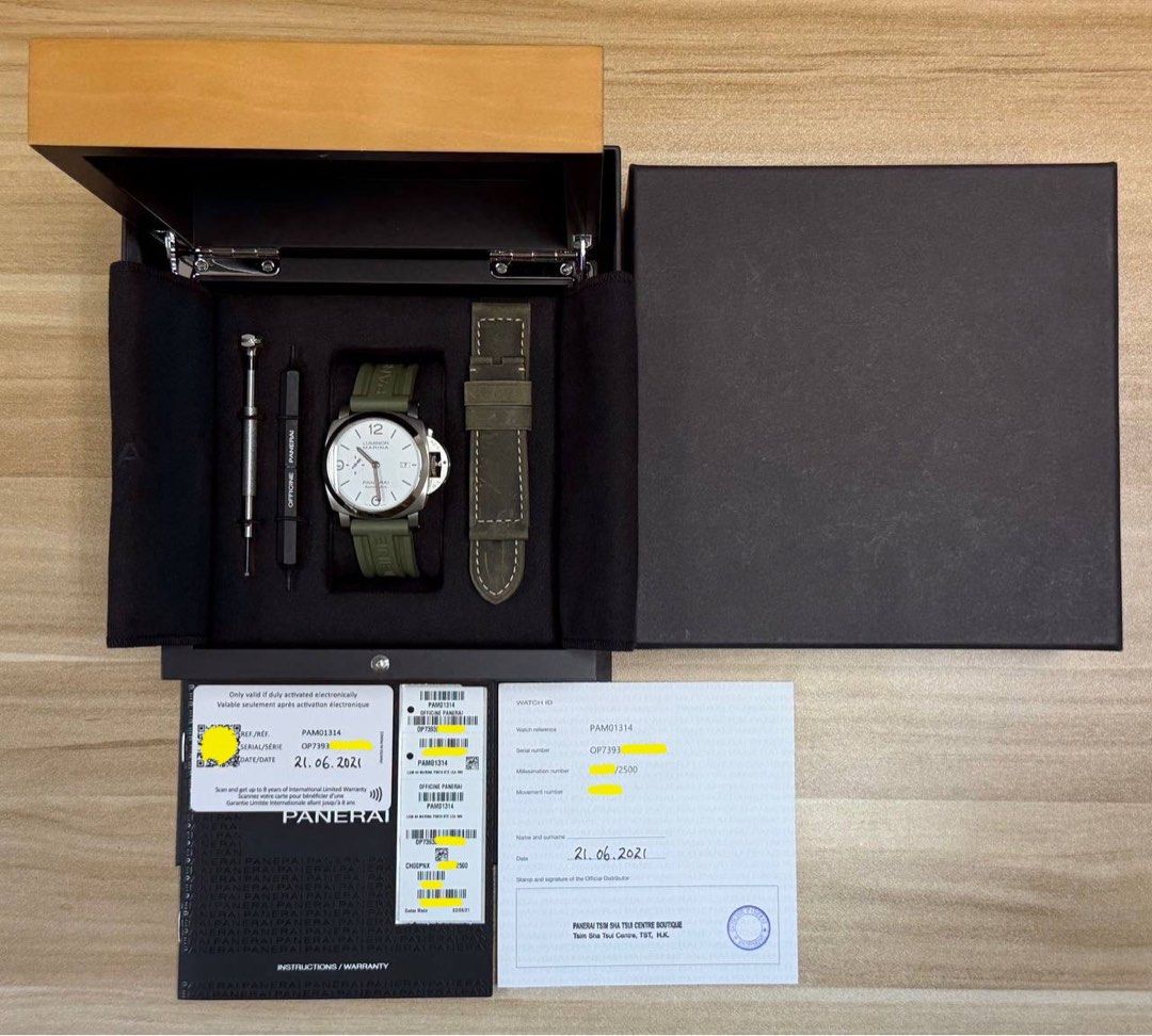 Panerai PAM01314 Luminor Marina 1950 44mm Automatic White Dial 2021 FULL SET Like New PAM1314